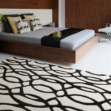Matrix MAX35 Wire Modern Geometric Hand-Woven High-Density Soft Textured Shimmer Wool & Viscose Blend White/Black Rug-Asiatic Carpets-Rug Love - The Most Loved Rug Store